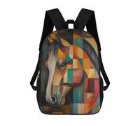 sinyumoney Mochila Escolar Infantil Impresa En 3D Horse Oil Painting Mochila Mochilas Deportivas Para Niños Y Niñas Mochila De Moda 17inch