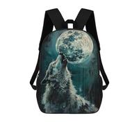 sinyumoney Mochila Escolar Infantil Impresa En 3D Howling Wolf Moon Night 17inch Para Niños, Mochila De Viaje De Alta Capacidad, Mochila Escolar De Moda Para Niños