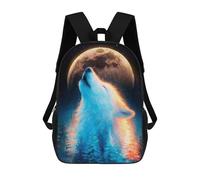 sinyumoney Mochila Escolar Infantil Impresa En 3D Howling Wolf Under The Moon Mochilas Para Libros Mochilas De Viaje Informales Mochila De Gran Capacidad Para Niños 17inch