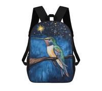 sinyumoney Mochila Escolar Infantil Impresa En 3D Hummingbird Starry Night Art Print 17inch Para Niños, Mochila De Viaje De Alta Capacidad, Mochila Escolar De Moda Para Niños