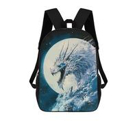 sinyumoney Mochila Escolar Infantil Impresa En 3D Icy Dragon Moon Digital Art Mochilas De Viaje De Alta Capacidad Para Niños Mochilas De Libros De Moda Mochila Escolar Infantil 17inch