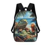 sinyumoney Mochila Escolar Infantil Impresa En 3D Iguana Beach Chill Mochila Escolar Infantil Mochilas De Viaje Mochilas De Moda Mochilas De Gran Capacidad 17inch