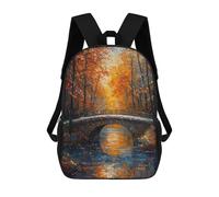 sinyumoney Mochila Escolar Infantil Impresa En 3D Impressionist Inspired Autumn Bridge Scene Mochila Mochilas Deportivas Para Niños Y Niñas Mochila De Moda 17inch