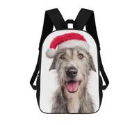 sinyumoney Mochila Escolar Infantil Impresa En 3D Irish Wolfhound Dog with Santa Hat Portrait Para Niños, Mochila De Viaje De Alta Capacidad, Mochila Informal Para Niños 17inch