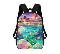 sinyumoney Mochila Escolar Infantil Impresa En 3D Island Paradise at Sunset Mochilas Para Libros Mochilas Escolares De Viaje De Alta Capacidad Para Niños/estudiantes/adultos 17inch