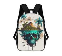 sinyumoney Mochila Escolar Infantil Impresa En 3D Island Skull Reflection Mochila Mochilas Deportivas Para Niños Y Niñas Mochila De Moda 17inch