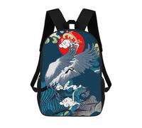 sinyumoney Mochila Escolar Infantil Impresa En 3D Japanese Crane Art Mochilas De Moda Informales Mochilas Infantiles Mochila Informal Para Exteriores Bolsas De Viaje Bonitas 17inch