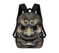 sinyumoney Mochila Escolar Infantil Impresa En 3D Japanese Demon Mask Illustration Para Niños, Mochila De Viaje De Alta Capacidad, Mochila Informal Para Niños 17inch