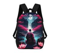 sinyumoney Mochila Escolar Infantil Impresa En 3D Japanese Meditating Monk Mochila Escolar Infantil Mochilas De Viaje Mochilas De Moda Mochilas De Gran Capacidad 17inch