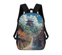 sinyumoney Mochila Escolar Infantil Impresa En 3D Japanese Temple Pagoda Mochilas Para Libros Mochilas Escolares De Viaje De Alta Capacidad Para Niños/estudiantes/adultos 17inch