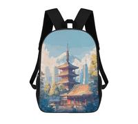 sinyumoney Mochila Escolar Infantil Impresa En 3D Japanese Temple with Mount Fuji Backdrop Mochila Escolar Infantil Mochilas De Viaje Mochilas De Moda Mochilas De Gran Capacidad 17inch