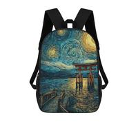 sinyumoney Mochila Escolar Infantil Impresa En 3D Japanese Torii Gate Starry Night Painting Mochila Escolar Infantil Mochilas De Viaje Mochilas De Moda Mochilas De Gran Capacidad 17inch