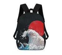 sinyumoney Mochila Escolar Infantil Impresa En 3D Japanese Wave Mochilas De Moda Informales Mochilas Infantiles Mochila Informal Para Exteriores Bolsas De Viaje Bonitas 17inch