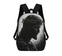 sinyumoney Mochila Escolar Infantil Impresa En 3D Jesus Christ Crown of Thorns Portrait Mochila Mochilas Deportivas Para Niños Y Niñas Mochila De Moda 17inch