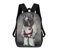 sinyumoney Mochila Escolar Infantil Impresa En 3D Karate Bulldog Para Niños, Mochila De Viaje De Alta Capacidad, Mochila Informal Para Niños 17inch