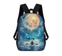sinyumoney Mochila Escolar Infantil Impresa En 3D Kayaking Under The Moon Mochila Escolar Infantil Mochilas De Viaje Mochilas De Moda Mochilas De Gran Capacidad 17inch
