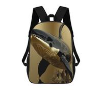 sinyumoney Mochila Escolar Infantil Impresa En 3D King Orca Whale Para Niños, Mochila De Viaje De Alta Capacidad, Mochila Informal Para Niños 17inch