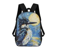 sinyumoney Mochila Escolar Infantil Impresa En 3D Kingfisher Under Moonlight Mochila Mochilas Deportivas Para Niños Y Niñas Mochila De Moda 17inch