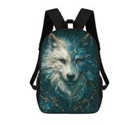 sinyumoney Mochila Escolar Infantil Impresa En 3D Kintsugi Wolf Spirit in Blue And Gold Para Niños, Mochila De Viaje De Alta Capacidad, Mochila Informal Para Niños 17inch