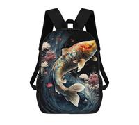 sinyumoney Mochila Escolar Infantil Impresa En 3D Koi Fish Japanese Mochila Mochilas Deportivas Para Niños Y Niñas Mochila De Moda 17inch