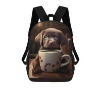sinyumoney Mochila Escolar Infantil Impresa En 3D Labrador Dog Puppy Coffee Para Niños Mochilas De Viaje De Alta Capacidad Bolsas Para Libros Mochila Escolar Infantil Mochila 17inch