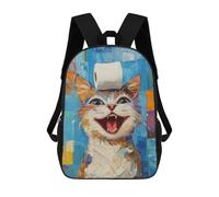 sinyumoney Mochila Escolar Infantil Impresa En 3D Laughing Cat with Toilet Paper Mochilas Para Libros Mochilas De Viaje Informales Mochila De Gran Capacidad Para Niños 17inch