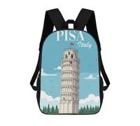 sinyumoney Mochila Escolar Infantil Impresa En 3D Leaning Tower of Pisa Mochilas Para Libros Mochilas De Viaje Informales Mochila De Gran Capacidad Para Niños 17inch