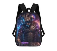 sinyumoney Mochila Escolar Infantil Impresa En 3D Leopard DJ in Neon Lights Mochilas Para Libros Mochilas De Viaje Informales Mochila De Gran Capacidad Para Niños 17inch