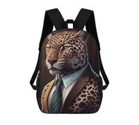 sinyumoney Mochila Escolar Infantil Impresa En 3D Leopard in Suit Portrait Mochila Escolar Infantil Mochilas De Viaje Mochilas De Moda Mochilas De Gran Capacidad 17inch