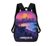 sinyumoney Mochila Escolar Infantil Impresa En 3D Libreville Gabon Cityscape at Sunset Mochila Mochilas Deportivas Para Niños Y Niñas Mochila De Moda 17inch