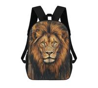 sinyumoney Mochila Escolar Infantil Impresa En 3D Lion Portrait on Wood Bold Safari Animal Portrait Mochila Mochilas Deportivas Para Niños Y Niñas Mochila De Moda 17inch