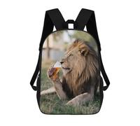 sinyumoney Mochila Escolar Infantil Impresa En 3D Lion Sipping A Beer Para Niños, Mochila De Viaje De Alta Capacidad, Mochila Informal Para Niños 17inch