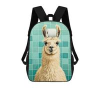 sinyumoney Mochila Escolar Infantil Impresa En 3D Llama with Toilet Paper on Head Para Niños, Mochila De Viaje De Alta Capacidad, Mochila Informal Para Niños 17inch