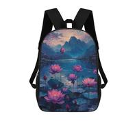 sinyumoney Mochila Escolar Infantil Impresa En 3D Lotus Pond Serenity 17inch Para Niños, Mochila De Viaje De Alta Capacidad, Mochila Escolar De Moda Para Niños