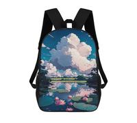 sinyumoney Mochila Escolar Infantil Impresa En 3D Lotus Pond Serenity Para Niños Mochilas De Viaje De Alta Capacidad Bolsas Para Libros Mochila Escolar Infantil Mochila 17inch