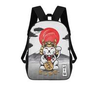 sinyumoney Mochila Escolar Infantil Impresa En 3D Lucky Cat Japan Art Mochila De Viaje De Alta Capacidad Para Libros Mochilas De Moda Para Niños Mochila Escolar Informal 17inch