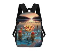 sinyumoney Mochila Escolar Infantil Impresa En 3D Luminous Lotus Pond Mochilas De Viaje De Alta Capacidad Para Niños Mochilas De Libros De Moda Mochila Escolar Infantil 17inch