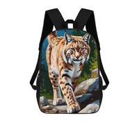 sinyumoney Mochila Escolar Infantil Impresa En 3D Lynx Portrait in Forest Mochilas Para Libros Mochilas De Viaje Informales Mochila De Gran Capacidad Para Niños 17inch