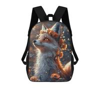 sinyumoney Mochila Escolar Infantil Impresa En 3D Magical Fox with Flowers 17inch Para Niños, Mochila De Viaje De Alta Capacidad, Mochila Escolar De Moda Para Niños