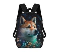 sinyumoney Mochila Escolar Infantil Impresa En 3D Magical Wolf Portrait with Flowers 17inch Para Niños, Mochila De Viaje De Alta Capacidad, Mochila Escolar De Moda Para Niños