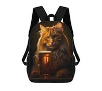 sinyumoney Mochila Escolar Infantil Impresa En 3D Maine Coon Cat Tavern Beer Mochila Mochilas Deportivas Para Niños Y Niñas Mochila De Moda 17inch