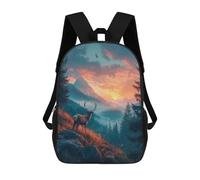sinyumoney Mochila Escolar Infantil Impresa En 3D Majestic Deer Sunset Para Niños, Mochila De Viaje De Alta Capacidad, Mochila Informal Para Niños 17inch
