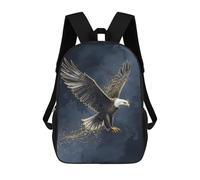 sinyumoney Mochila Escolar Infantil Impresa En 3D Majestic Eagle in Flight with Golden Accents Mochila Mochilas Deportivas Para Niños Y Niñas Mochila De Moda 17inch