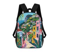sinyumoney Mochila Escolar Infantil Impresa En 3D Mediterranean Village Capri Italy Mochila Mochilas Deportivas Para Niños Y Niñas Mochila De Moda 17inch