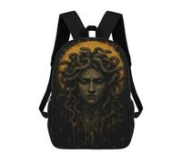 sinyumoney Mochila Escolar Infantil Impresa En 3D Medusa Portrait with Snakes And Golden Halo Mochilas Para Libros Mochilas Escolares De Viaje De Alta Capacidad Para Niños/estudiantes/adultos 17inch