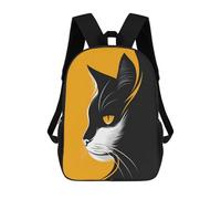 sinyumoney Mochila Escolar Infantil Impresa En 3D Minimalist Cat Vector Portrait in Black And Orange Para Niños, Mochila De Viaje De Alta Capacidad, Mochila Informal Para Niños 17inch