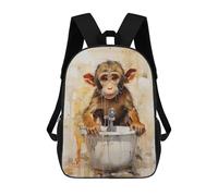 sinyumoney Mochila Escolar Infantil Impresa En 3D Monkey Bath Time Mochilas Para Libros Mochilas De Viaje Informales Mochila De Gran Capacidad Para Niños 17inch