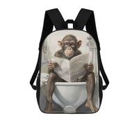 sinyumoney Mochila Escolar Infantil Impresa En 3D Monkey on Toilet Mochila Escolar Infantil Mochilas De Viaje Mochilas De Moda Mochilas De Gran Capacidad 17inch