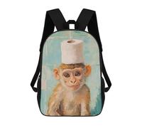 sinyumoney Mochila Escolar Infantil Impresa En 3D Monkey with Toilet Paper Hat Mochila Mochilas Deportivas Para Niños Y Niñas Mochila De Moda 17inch