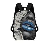 sinyumoney Mochila Escolar Infantil Impresa En 3D Monochrome Portrait with Blue Lips Painting Mochila Mochilas Deportivas Para Niños Y Niñas Mochila De Moda 17inch